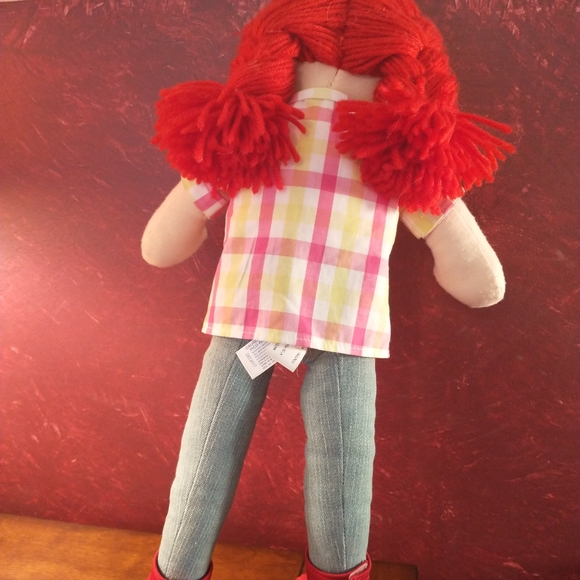 Butterflies Aurora Cracker Barrel 18” Red Hair Plush Cloth Cowgirl Doll - Picture 3 of 7